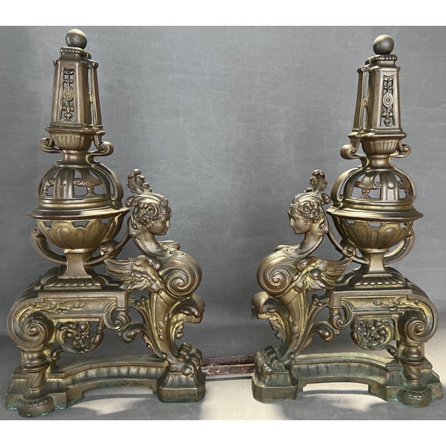 Antique French Andirons, 1860, Set of 2 For Sale - Image 9 of 13