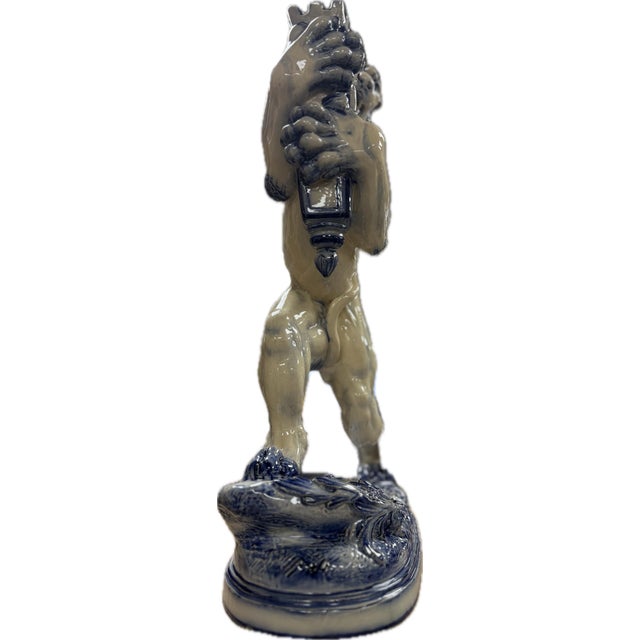 Blue Late 19th Century Emile Gallé Heraldic Lion Candlestick For Sale - Image 8 of 8