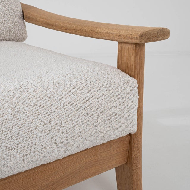 Mid-Century French Oak and Boucle Sofa For Sale - Image 4 of 12