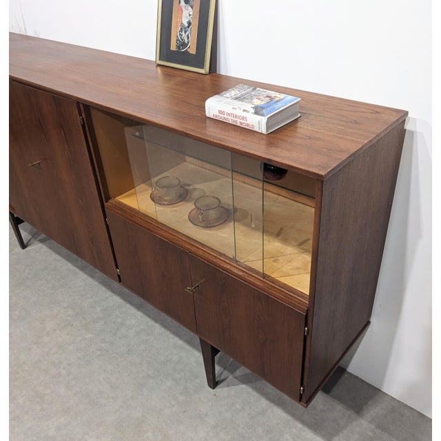 Wood Long Mid-Century Modern Sideboard from O.M.F., 1960s For Sale - Image 7 of 13