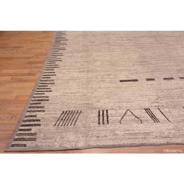 Textile Large Size Square Shape Modern Neutral Ivory Tribal Geometric Minimalist Rug For Sale - Image 7 of 8