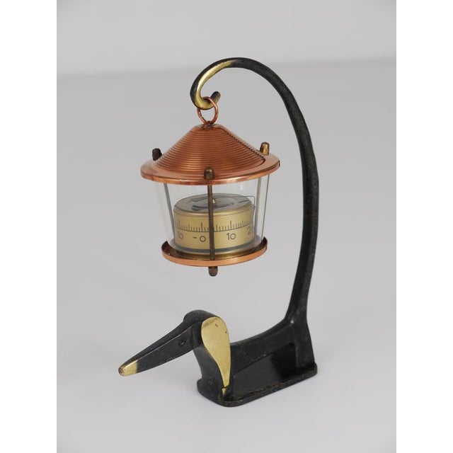 Brass Wiener Dog Figurine with Lantern Thermometer by Walter Bosse for Herta Baller, 1950s For Sale - Image 9 of 11