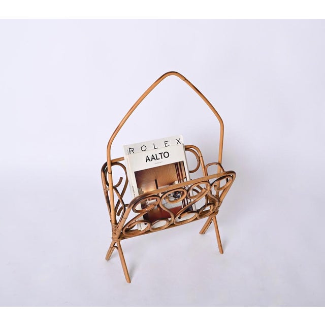 Mid-Century French Riviera Bamboo and Rattan Magazine Rack, 1960s For Sale - Image 14 of 15