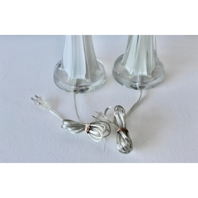 1980s Mid-Century Modern Paul Kedelv Style Encased White Art Glass Table Lamps - a Pair For Sale - Image 11 of 13