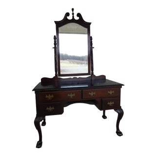 Feldenkreis Chippendale Style Mahogany Vanity & Mirror For Sale