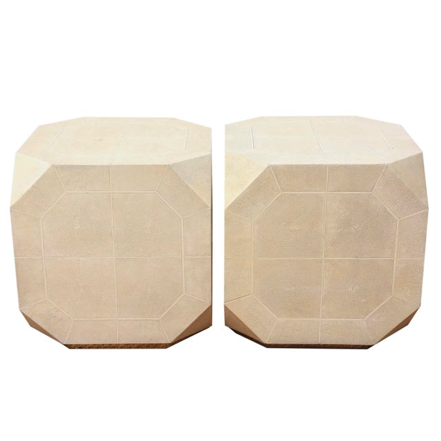 Vintage Ron Seff Shagreen and Bone Dice Side or End Tables Pair of Restored For Sale - Image 13 of 13