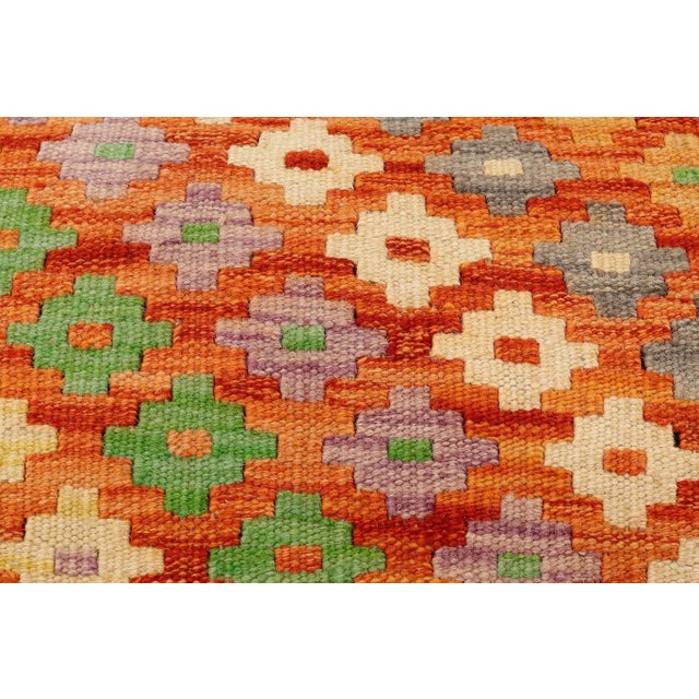 Shabby Chic Geometric Kilim Upholstered Handmade Wood Storage Bench For Sale - Image 3 of 11