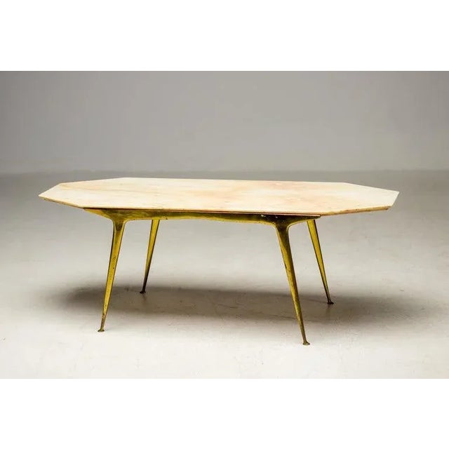 Italian Marble and Brass Coffee Table, 1960s For Sale - Image 3 of 8
