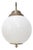 Vintage Pendant Lamp in White Opaline Glass and Brass For Sale