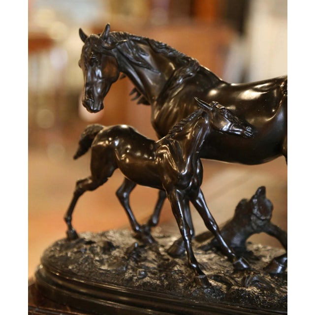French 19th Century French Patinated Spelter Horse and Foal Sculpture After p.j. Mêne For Sale - Image 3 of 8