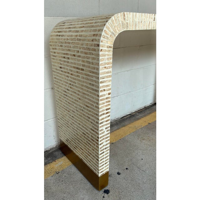 Modern Mother of Pearl Waterfall Console Table For Sale - Image 4 of 5