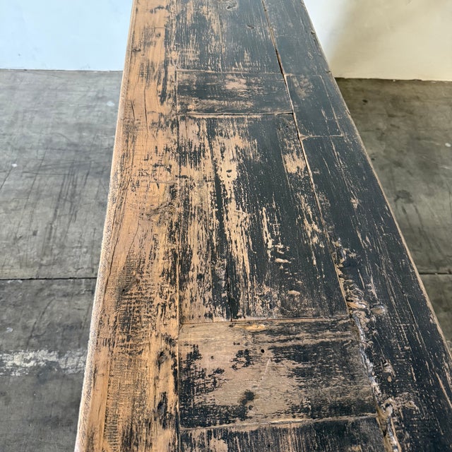 Vintage Carved Pine 4 Door Cabinet - Weathered Black For Sale - Image 13 of 14