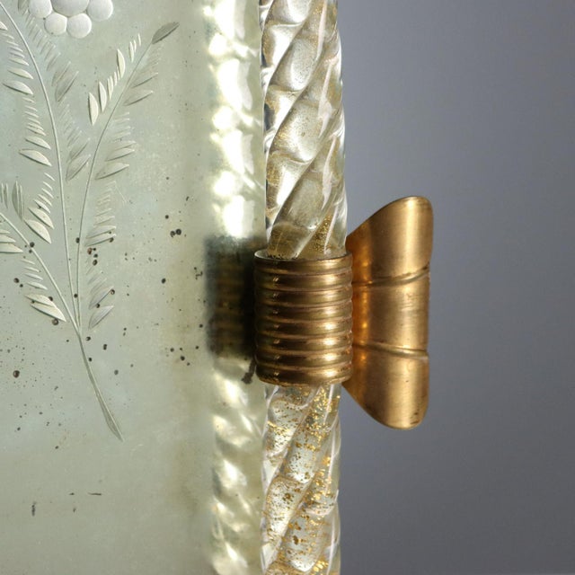 Glass Murano Glass Engraved Mirror Tray For Sale - Image 7 of 10