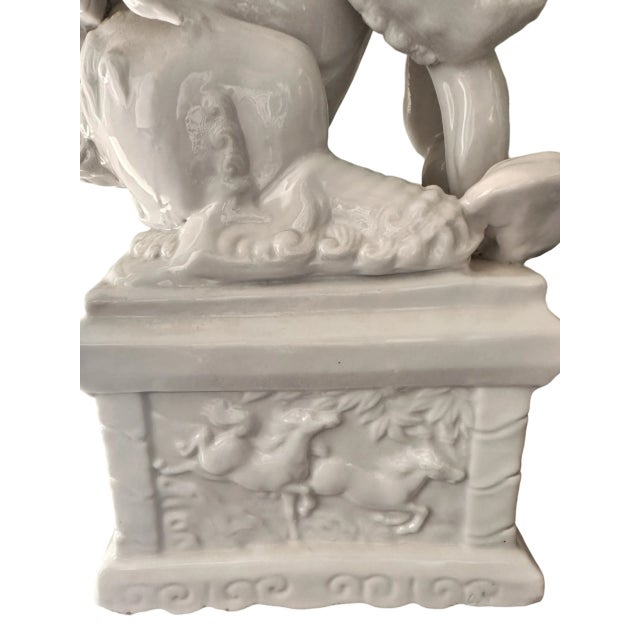 Vintage Blanc De Chine Ceramic Foo Dogs or Lions - a Pair For Sale - Image 9 of 10
