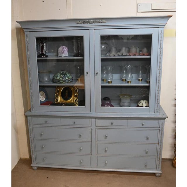 Charming English country house dresser or hutch in a soft pale blue painted finish Perfect for that cozy cottage /...