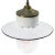 Mid-Century Modern Vintage Industrial White Enamel, Brass, Porcelain & Clear Glass Pendant Light For Sale - Image 3 of 6
