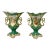Antique Pair English Porcelain Green Samuel Alcock Vases Urns Still Life Flowers For Sale