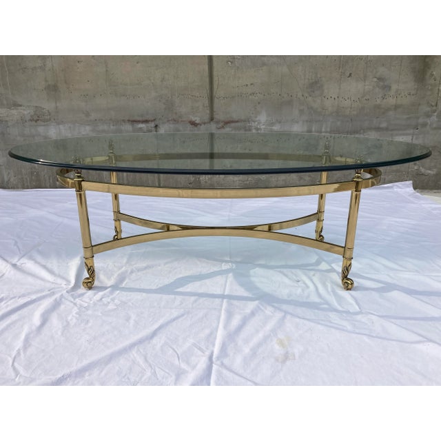 Mid-Century Modern Brass Profile Glass Top Coffee Table Italy For Sale In Denver - Image 6 of 13
