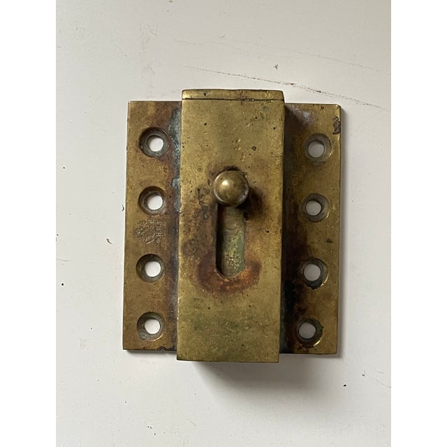 Antique 1900s Heavy Brass Door Lock For Sale - Image 4 of 4