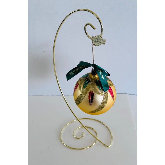 Contemporary Waterford 1998 Opulence Collection Lucerne Gold Ball Ornament W/ Box For Sale - Image 3 of 6