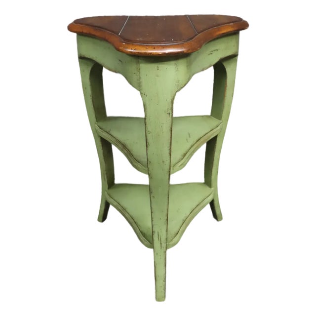 Baker Painted Corner Side Table With Cherry Top For Sale