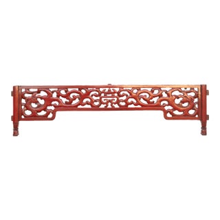 Antique Red Laquered Dragon & Clouds Lintel Carving For Sale