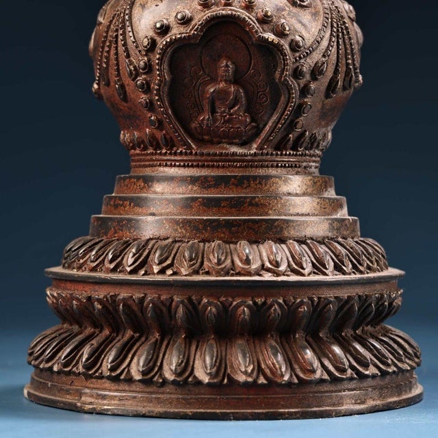 Copper Late 19th Century Gilt Copper Tibetan Buddhist Stupa, 1.6kg For Sale - Image 8 of 9