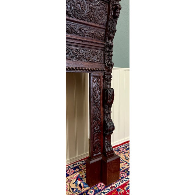 Antique French Fireplace Mantel Surround Renaissance Revival Carved Oak 19thC For Sale - Image 17 of 17