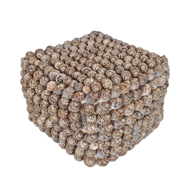 Textile Vintage Coastal Bali Shell Box Large For Sale - Image 7 of 7