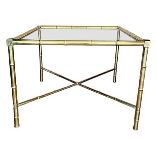 French Faux Bamboo and Brass Coffee Table, 1970s For Sale