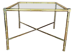 French Faux Bamboo and Brass Coffee Table, 1970s