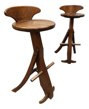 Vintage Brutalist Wooden Bar Stools, 1960s
