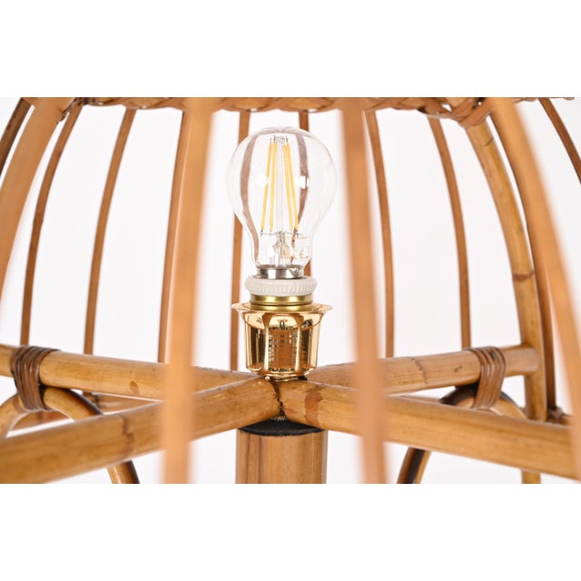 French Riviera Floor Lamp in Rattan, Wicker & Bamboo in the style of Sognot, Italy, 1960s For Sale - Image 13 of 17