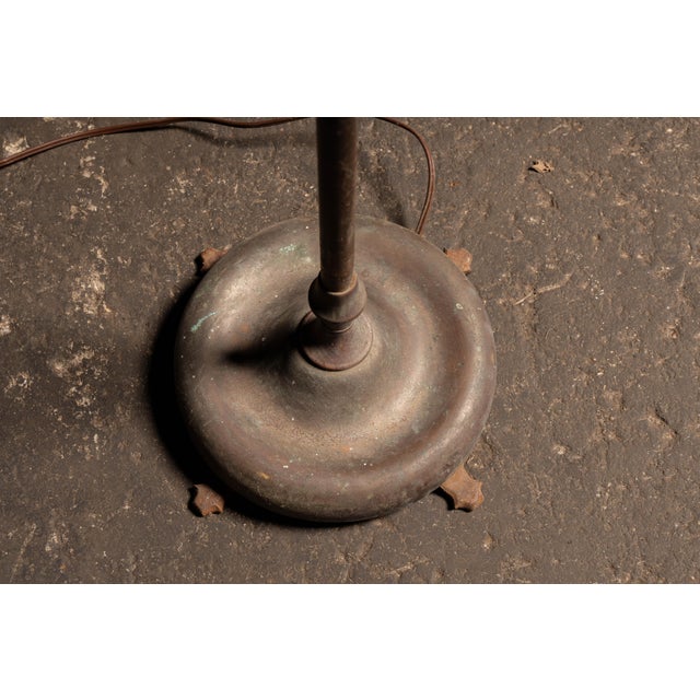 Early 20th Century Art Nouveau Ball Joint Bridge Arm Lamp With Blue Floral Lamp For Sale In Chicago - Image 6 of 6