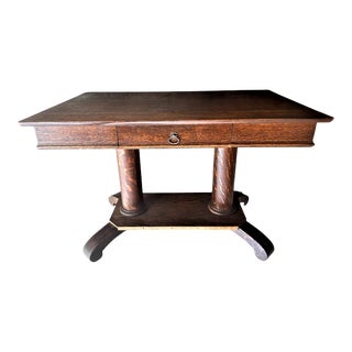 Antique Quarter Sawn Oak Library Table - Late 19th Century For Sale
