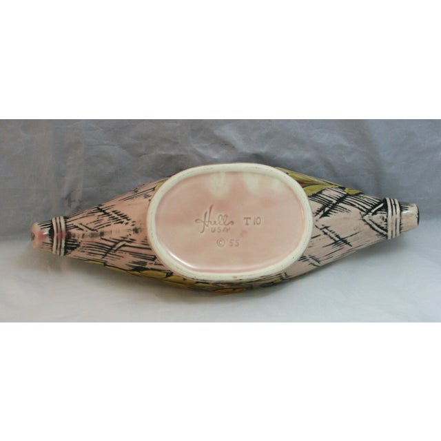 Mid Century Hull Pottery Pink Blossom Flite Centerpiece Console Bowl T-10 For Sale - Image 9 of 9