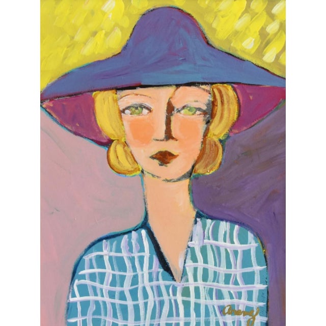 Original one-of-a-kind contemporary portrait oil painting on stretched canvas. The talented artist "Ruth Arenz” signed the...