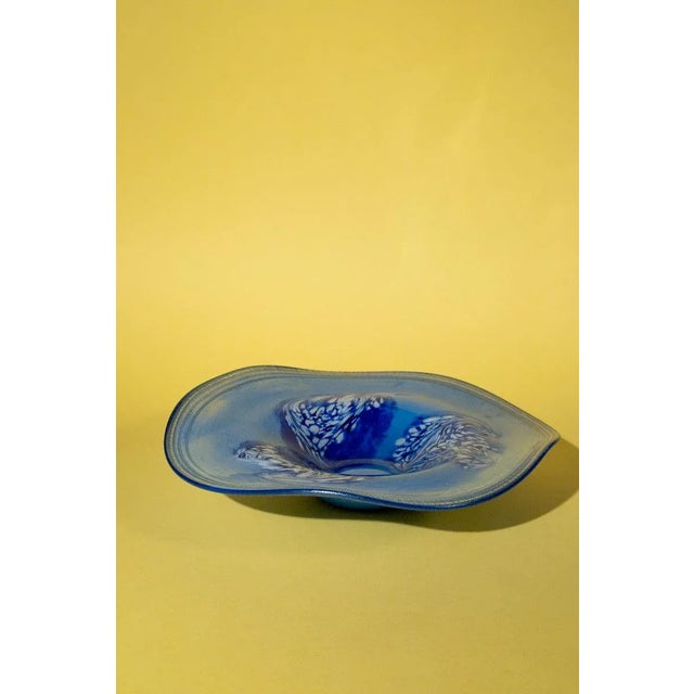 Mid-Century Modern Mid-Century Vintage Blown Glass Wavy Abstract Bowl For Sale - Image 3 of 11