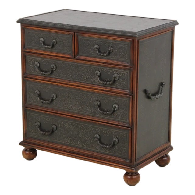 Theodore Alexander Embossed Brass Surface Chest For Sale