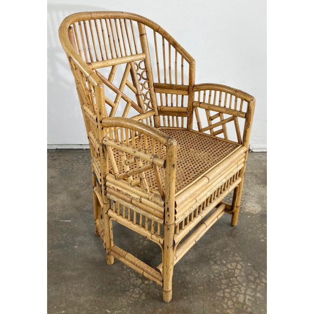Mid 20th Century Vintage Chinoiserie Brighton Pavilion Style Rattan Arm Chair For Sale - Image 5 of 10