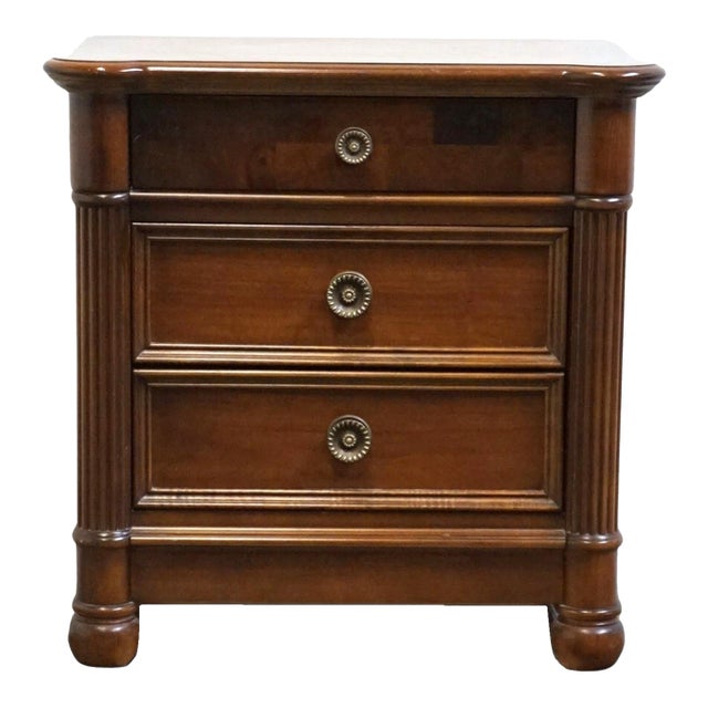 Late 20th Century Stanley Furniture Solid Cherry Italian Inspired Traditional 28" Three Drawer Nightstand For Sale