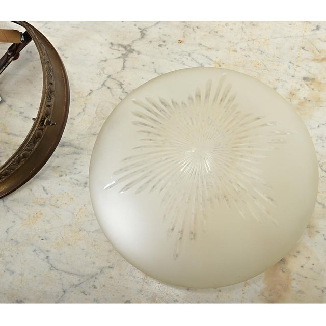 French Vintage Flush Mount Light Fixture For Sale - Image 10 of 12