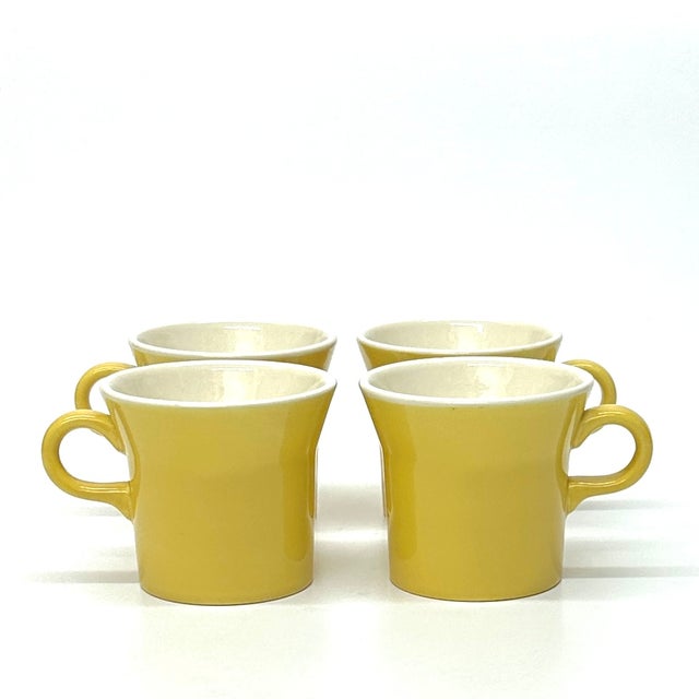 Vintage Yellow Coffee Mugs by Usa Pottery Circa 1960s - Set of 4 For Sale - Image 4 of 8