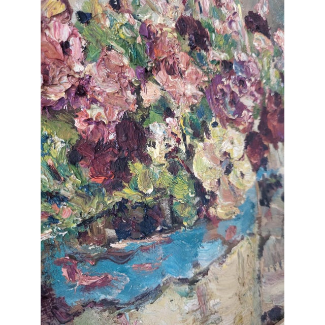 Evert Moll, Impressionist Floral Still Life Painting, 1927, Oil on Board and Masonite For Sale - Image 4 of 6