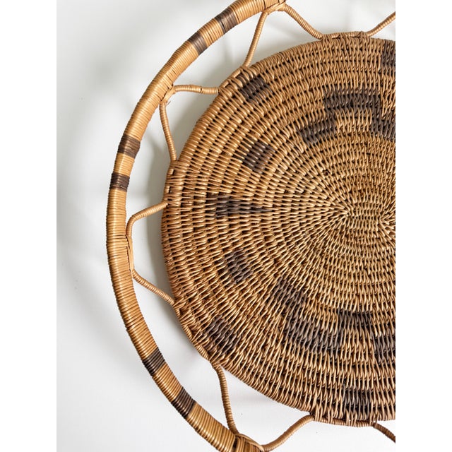 Mid 20th Century Vintage Tribal Style Woven Tray For Sale - Image 5 of 8
