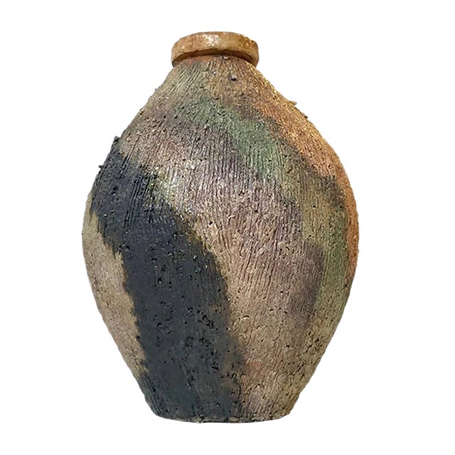 Dutch Camouflage Chamotte Clay Vase from Jamaco For Sale