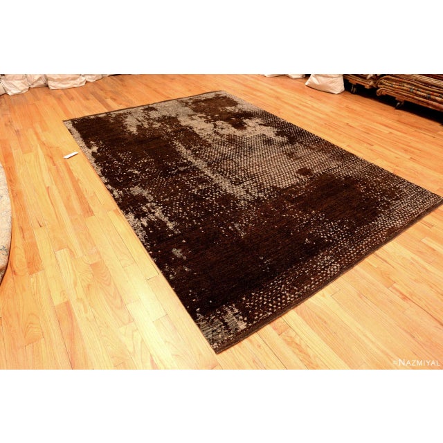 Modern Nazmiyal Collection Textured Brown Modern Transitional Area Rug For Sale - Image 3 of 6