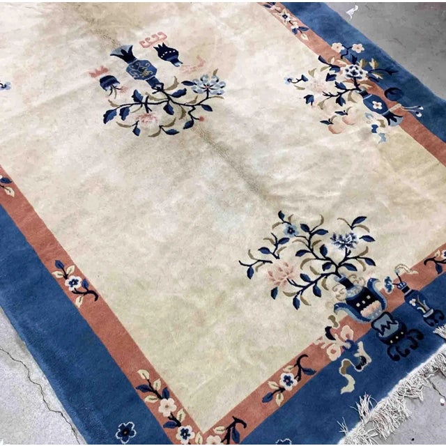 1930s Vintage Handmade Art Deco Chinese Rug For Sale - Image 4 of 9