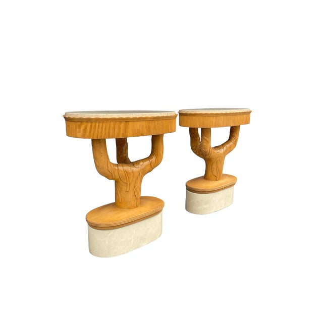 Fine French Architectural Art Deco Side Tables in Style of T. H. Robsjohn-Gibbings -Pair For Sale In Los Angeles - Image 6 of 12