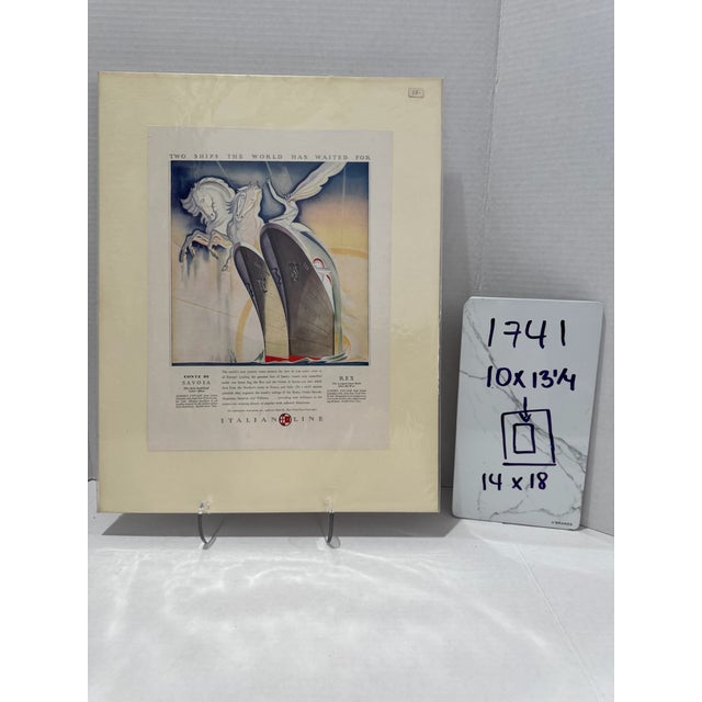 1932 Original Italian Line Advertising, Giovanni Patrone Art Deco, Matted For Sale In Atlanta - Image 6 of 6